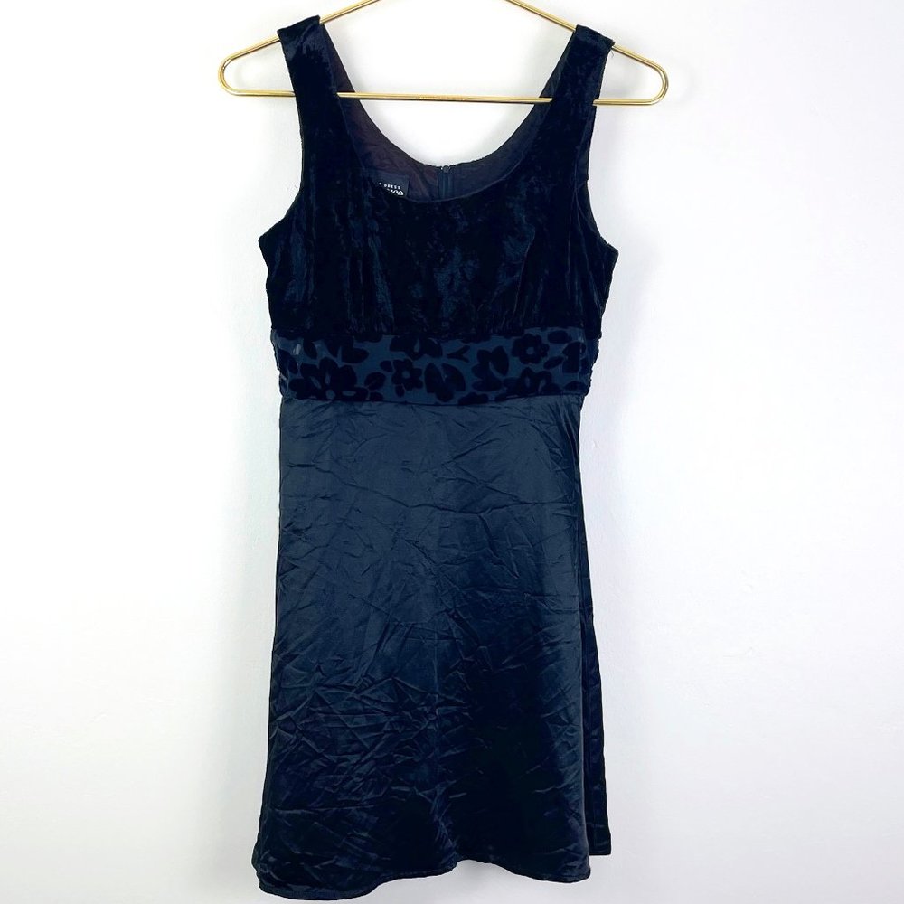 Vintage 90s Dress By Choice California Black Empire Waist w/ A-Line Skirt Dress